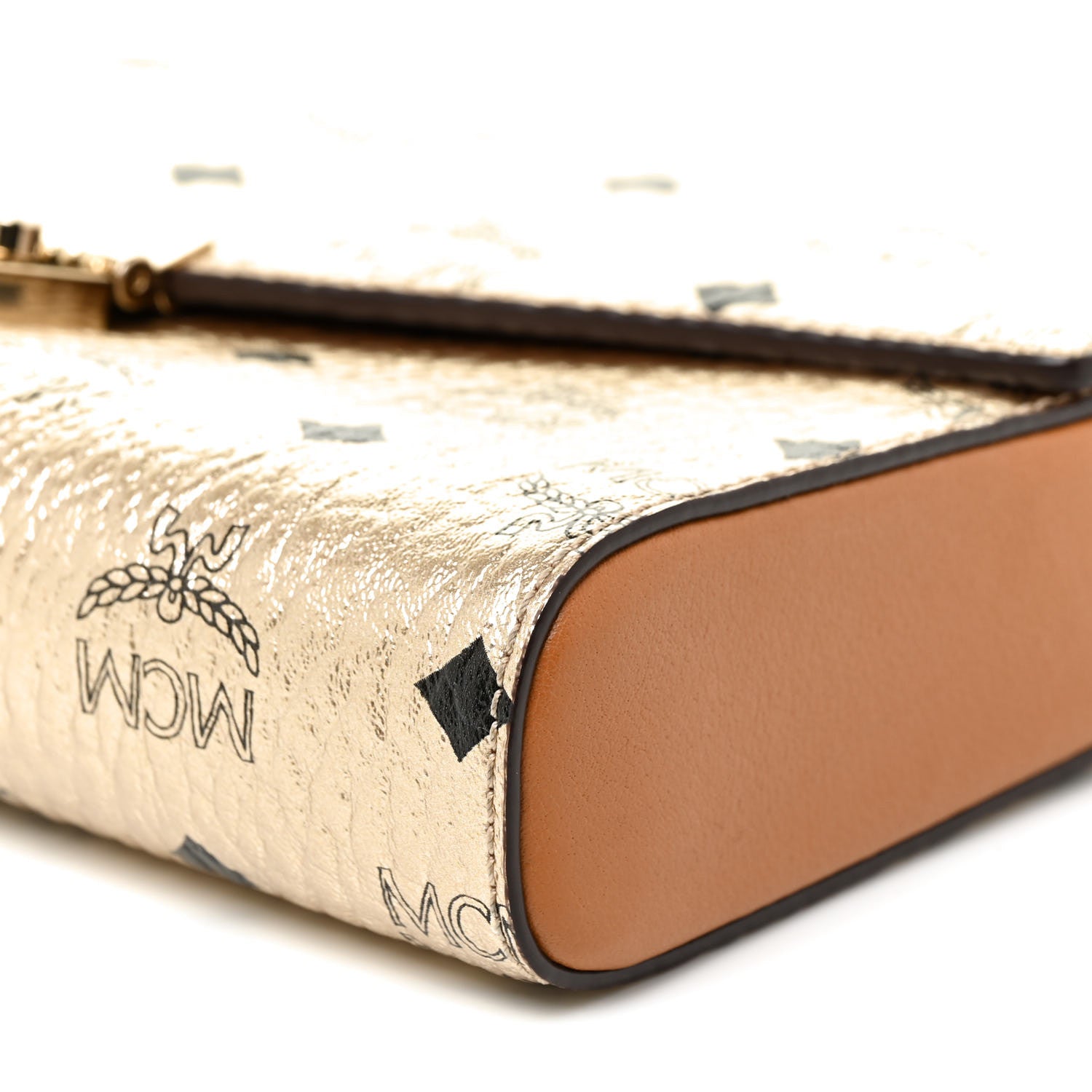 MCM Metallic Visetos Medium Millie Crossbody Bag Berlin Gold 19 of 27