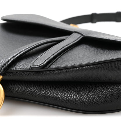 Christian Dior Grained Calfskin Saddle Bag With Strap Black 10 of 12