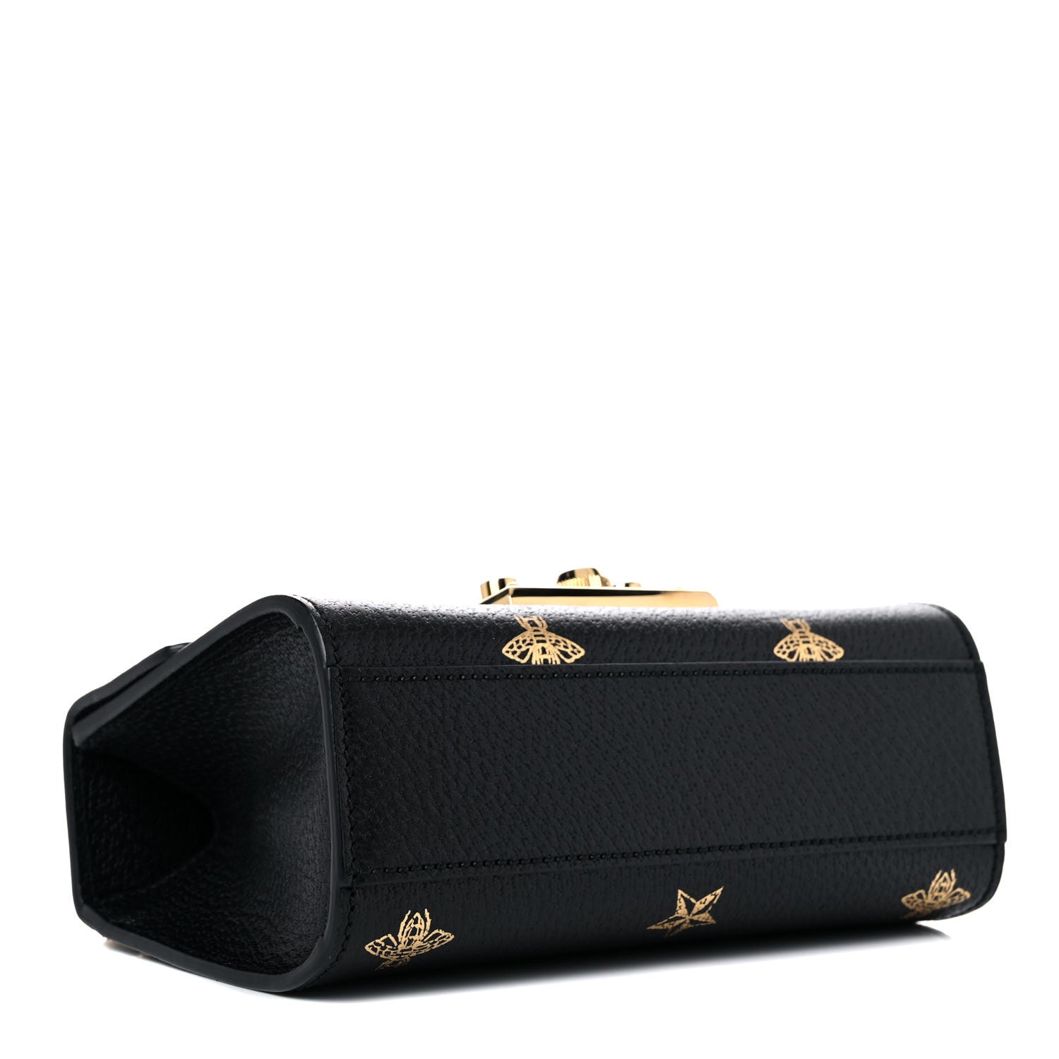 Gucci Grained Calfskin Bee Star Small Padlock Shoulder Bag Black 3 of 10
