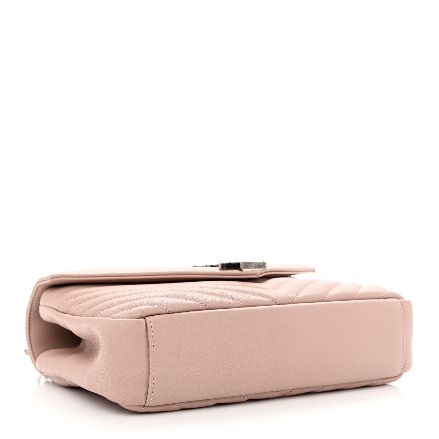 Sheepskin Matelasse Chevron Monogram Medium College Bag Rose Poudre