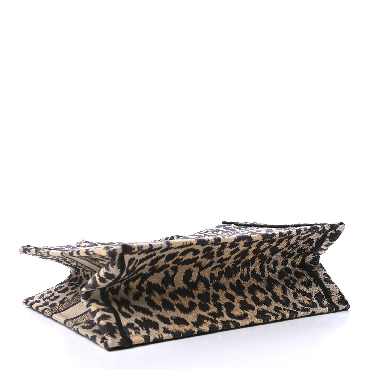 Canvas Mizza Embroidered Medium Leopard Book Tote Beige