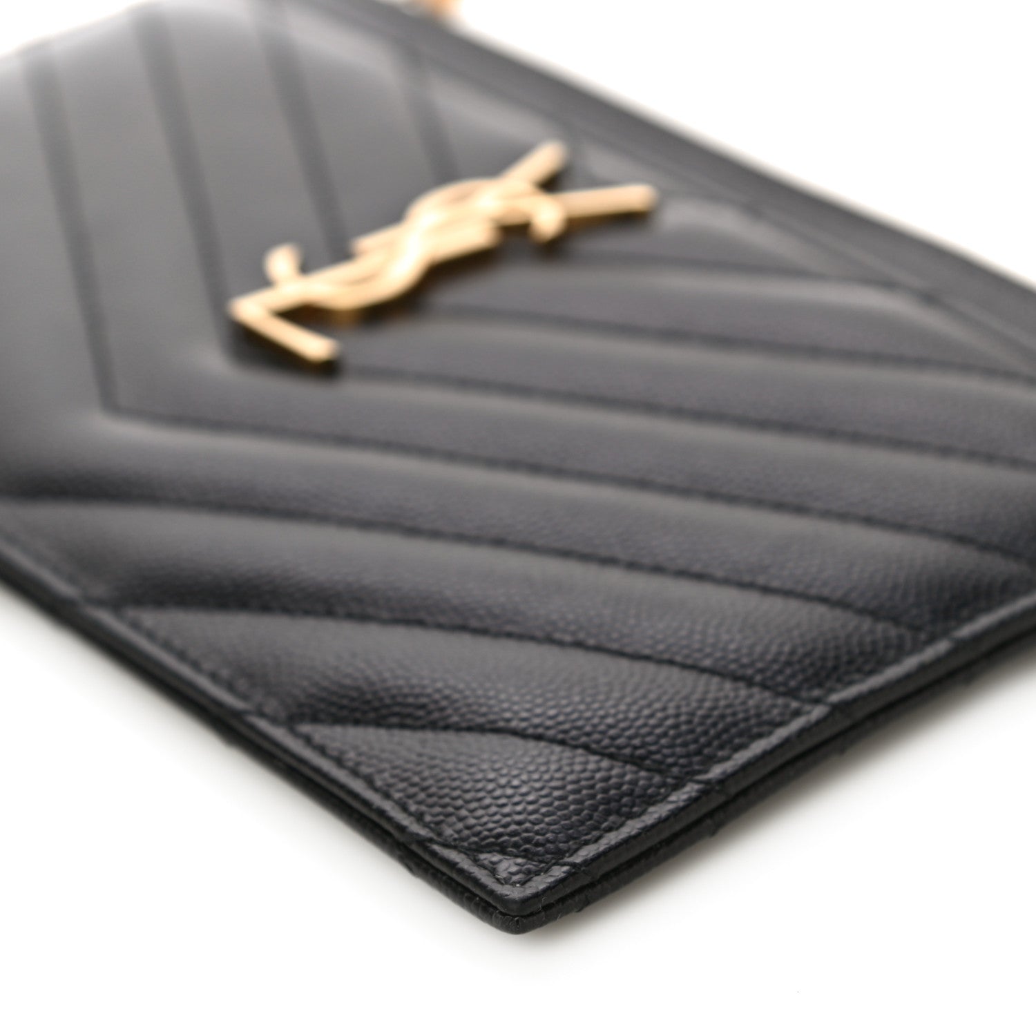 Saint Laurent Grain De Poudre Chevron Monogram Bill Pouch Black 10 of 10