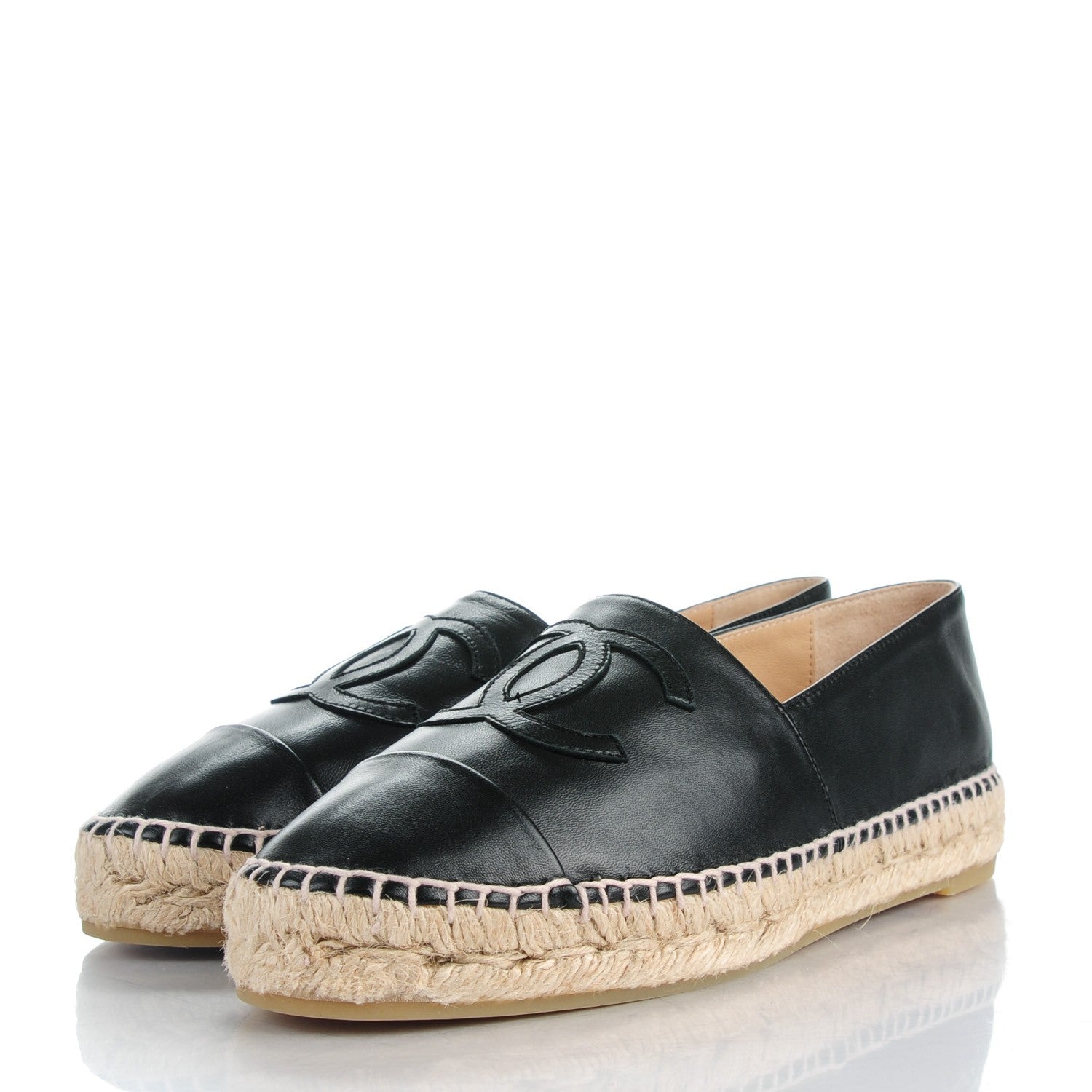 Chanel Lambskin CC Espadrilles 37 Black 3 of 10