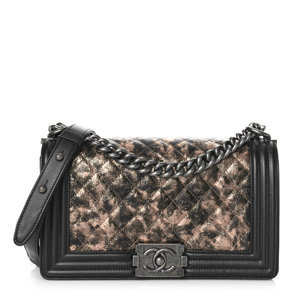 Chanel Metallic Crumpled Goatskin Medium Boy Flap Black Gold 1 of 11