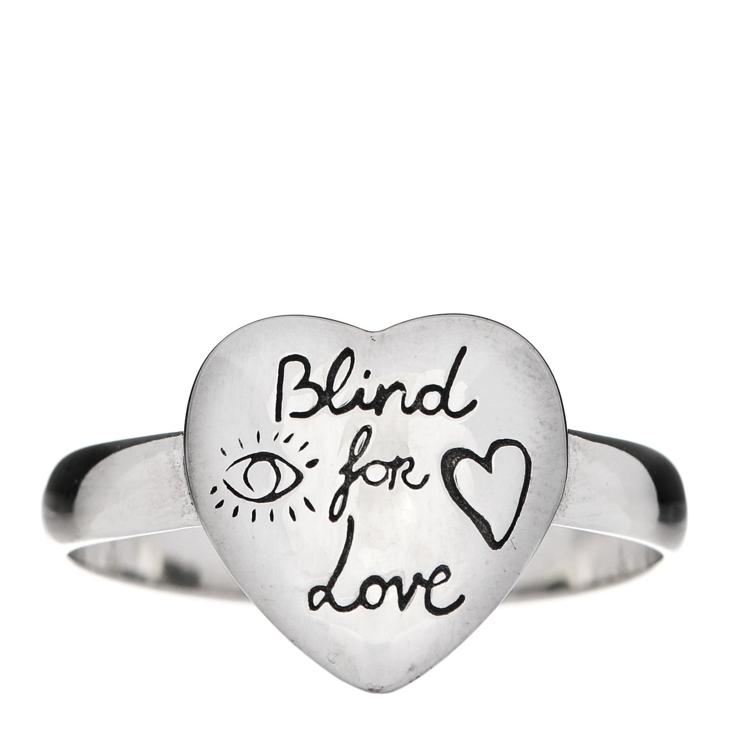 Sterling Silver Blind for Love Heart Band Ring 61 9.5