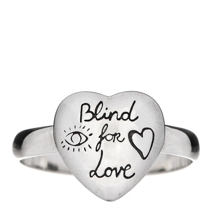 Gucci Sterling Silver Blind for Love Heart Band Ring 61 9.5 1 of 6