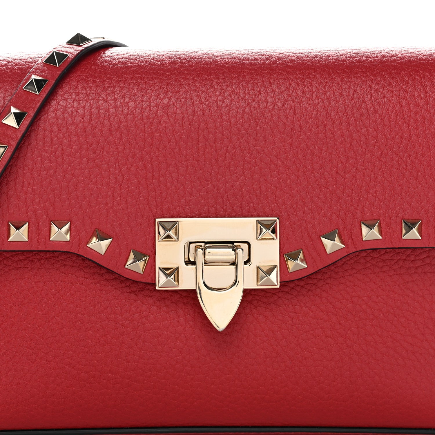 Valentino Garavani Pebbled Calfskin Medium Rockstud Flip Lock Crossbody Bag Red 7 of 9