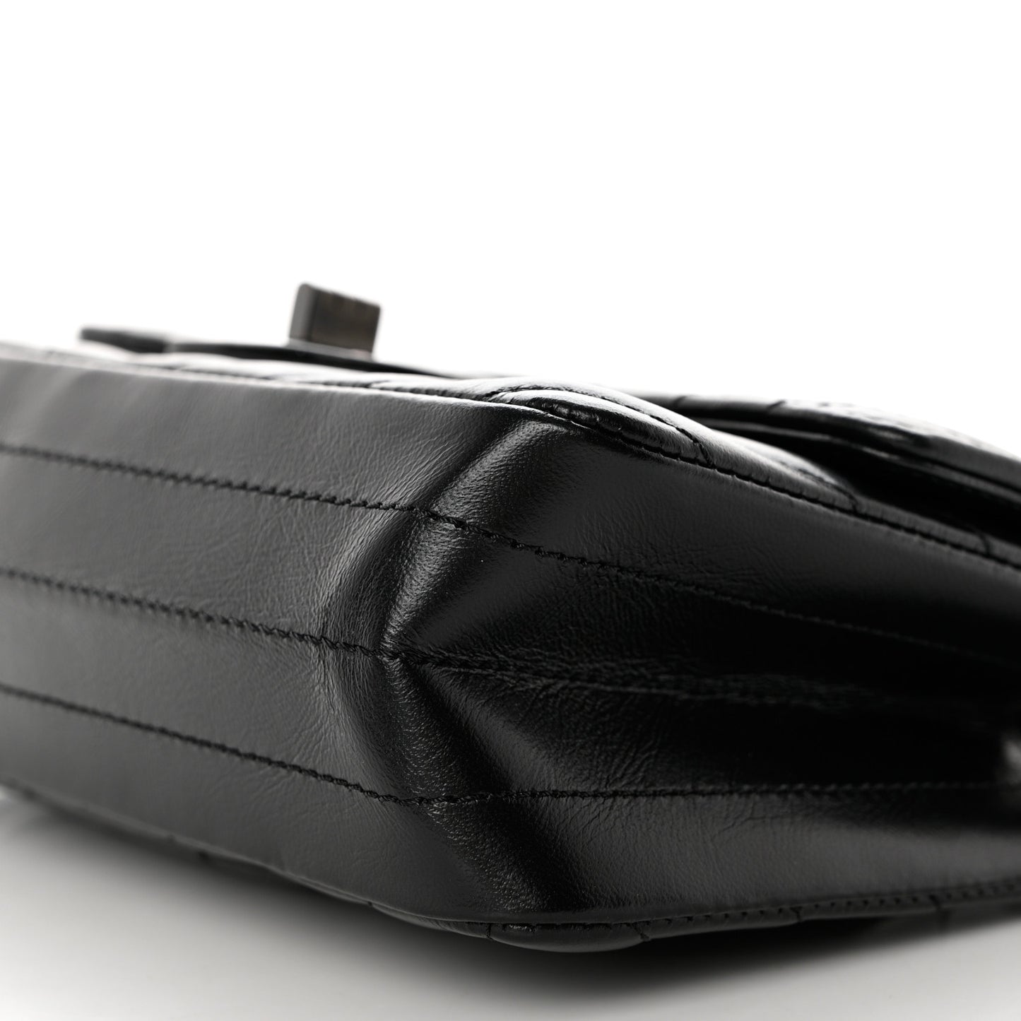 Aged Calfskin Chevron Quilted 2.55 Reissue Mini Flap So Black