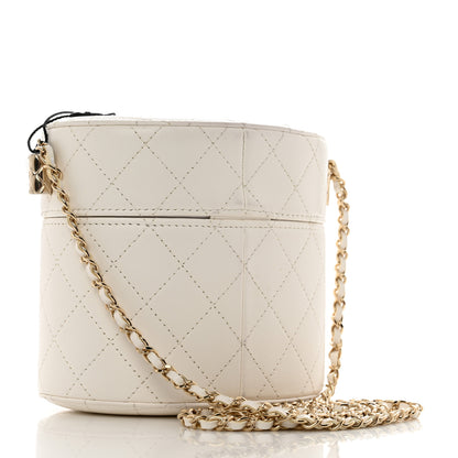 Chanel Lambskin Quilted Round Mini Vanity Case With Chain White 2 of 8