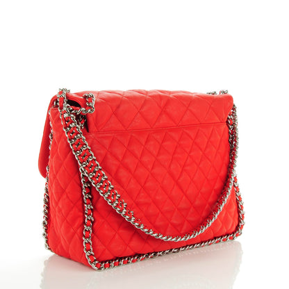 Chanel Washed Lambskin Quilted Maxi Chain Around Flap Red 3 of 7