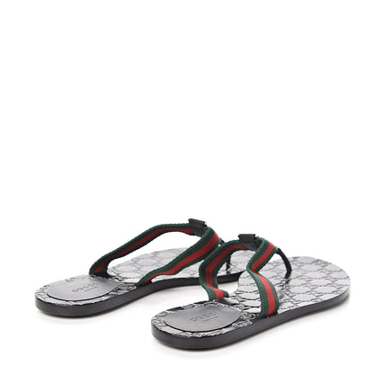 Gucci Nylon Guccissima Web Womens Thong Sandals 39.5 Green Red Black 4 of 8
