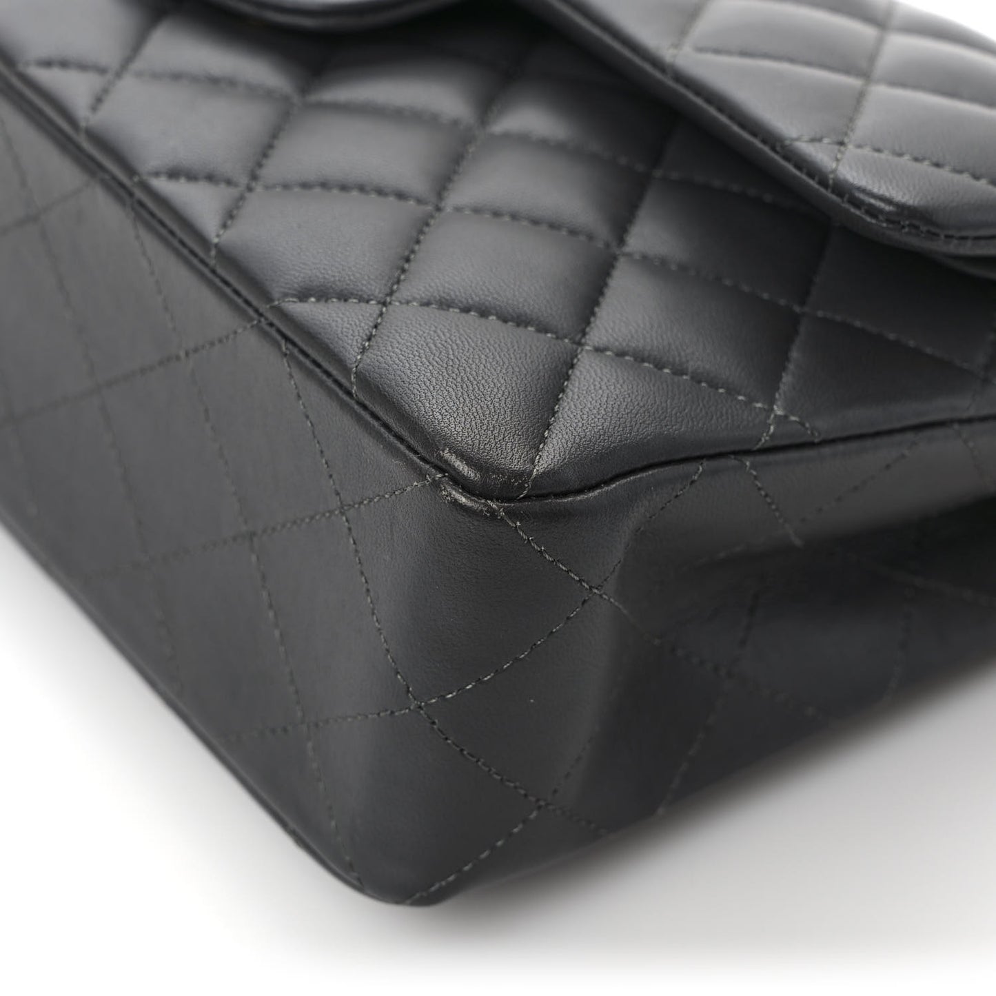 Lambskin Quilted Small Double Flap Dark Grey