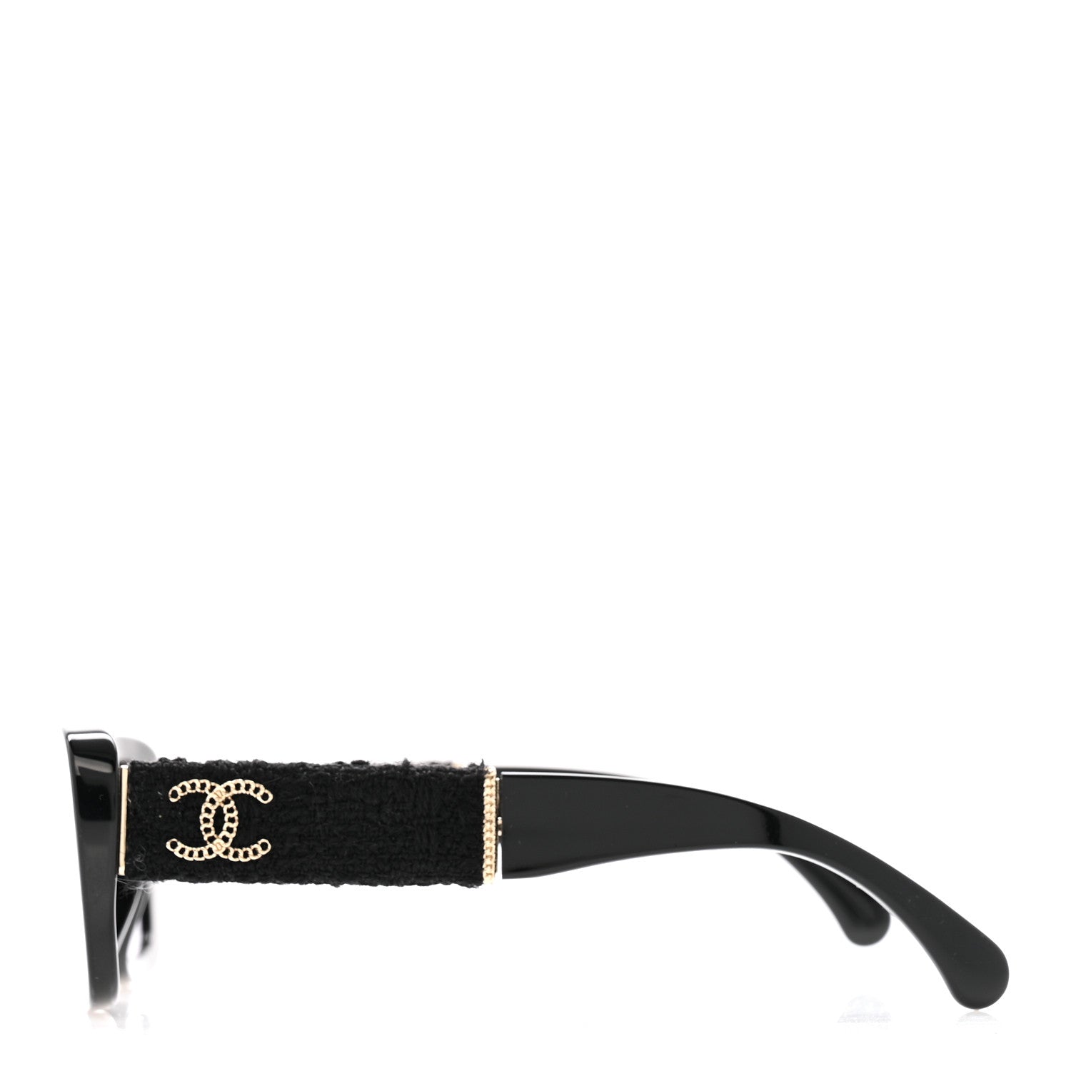 Chanel Acetate Tweed Wool CC Rectangle Sunglasses 5514-A Black 3 of 8
