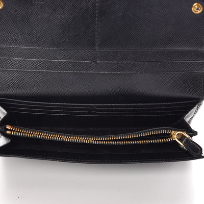 Prada Saffiano Continental Flap Wallet Black 12 of 12
