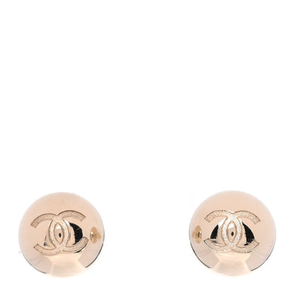 Chanel Metal Bead CC Stud Earrings Gold 1 of 5
