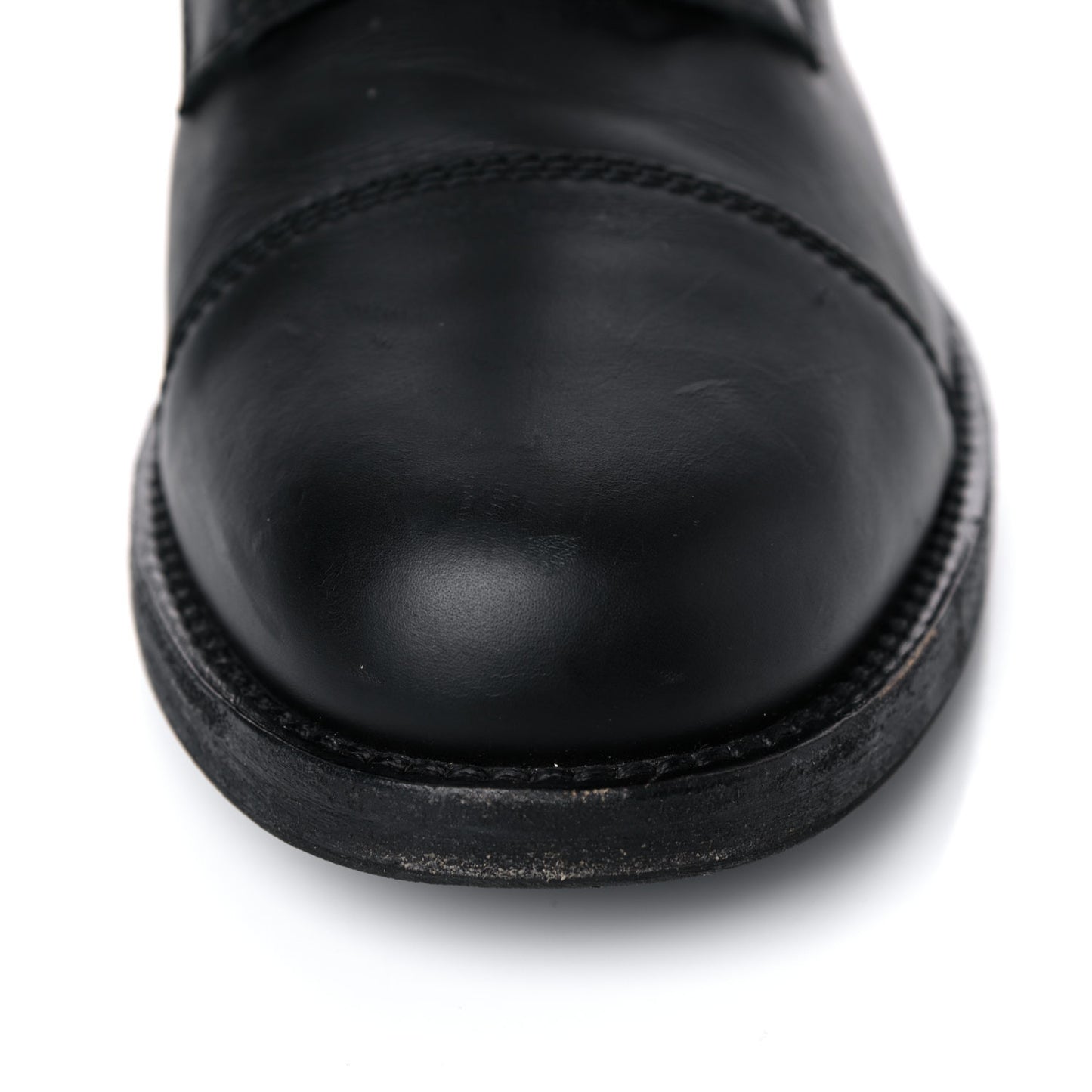Calfskin Quilted Lace Up Combat Boots 40.5 Black