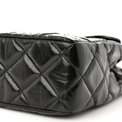 Chanel Shiny Crumpled Calfskin Quilted Large Wavy CC Hobo Black 10 of 10