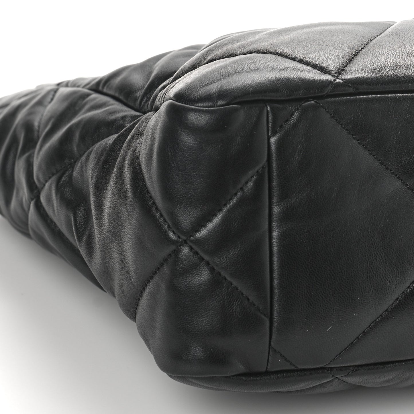 Lambskin Quilted Chanel 19 East West Shopping Bag Black