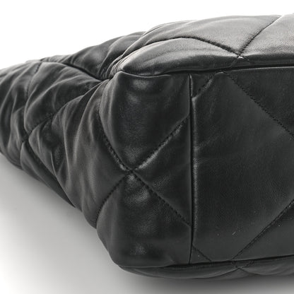 Chanel Lambskin Quilted Chanel 19 East West Shopping Bag Black 8 of 9