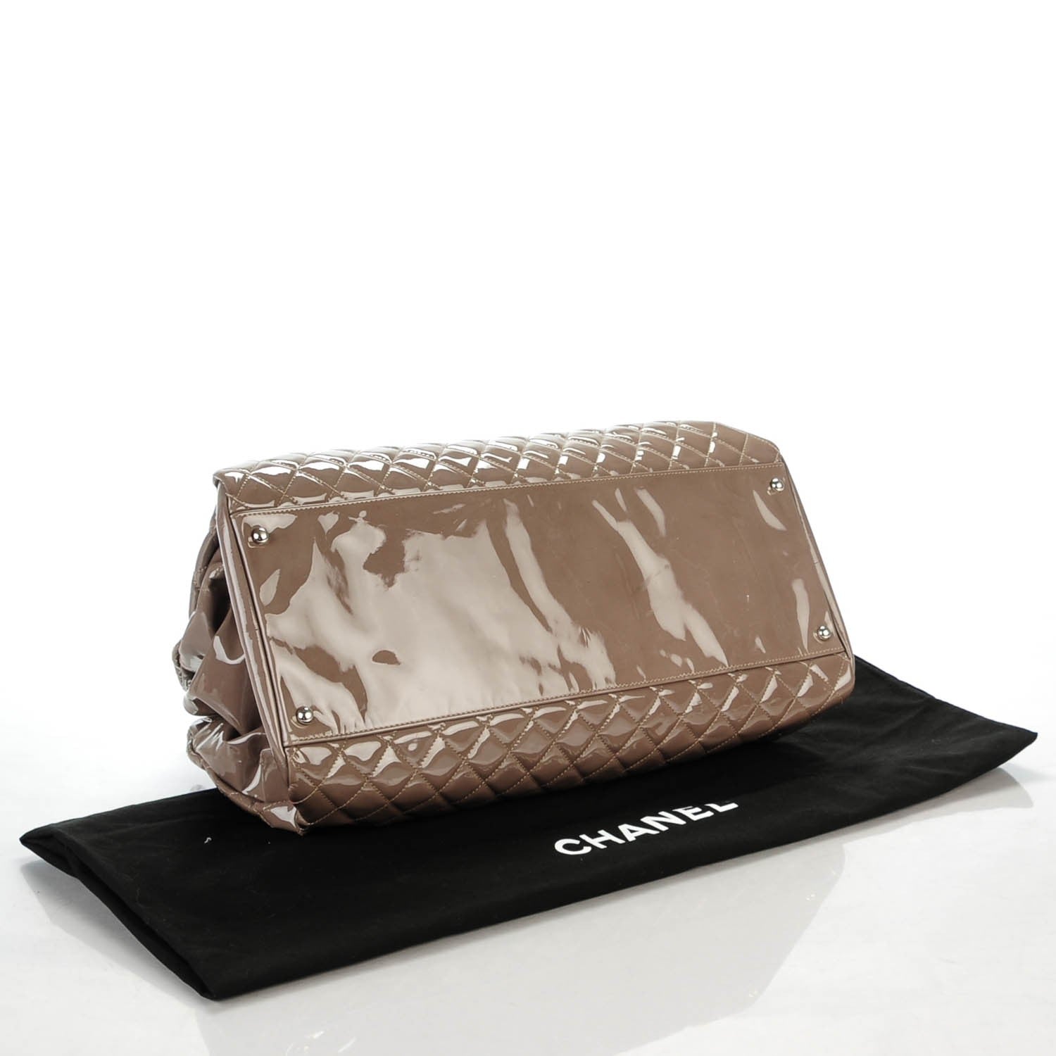 Chanel Patent Quilted Large Just Mademoiselle Bowling Bag Grey 4 of 10