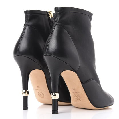 Chanel Lambskin Peep Toe Short Ankle Boots 38 Black 4 of 11
