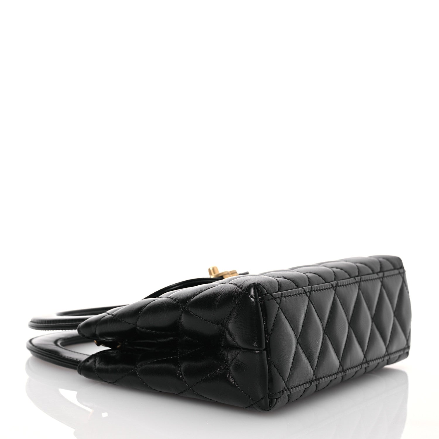 Chanel Shiny Aged Calfskin Quilted Nano Kelly Shopper Black 4 of 13