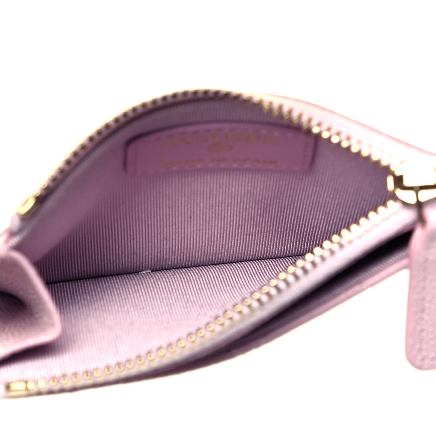 Caviar Quilted CC Zip Card Holder Light Pink