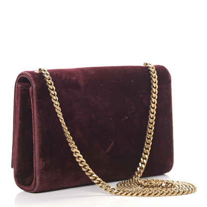 Saint Laurent Velvet Small Classic Monogram Kate Tassel Satchel Burgundy 3 of 15