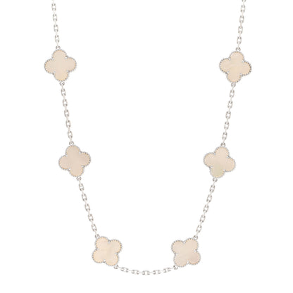 Van Cleef & Arpels 18K White Gold Mother of Pearl 10 Motifs Vintage Alhambra Necklace 1 of 5