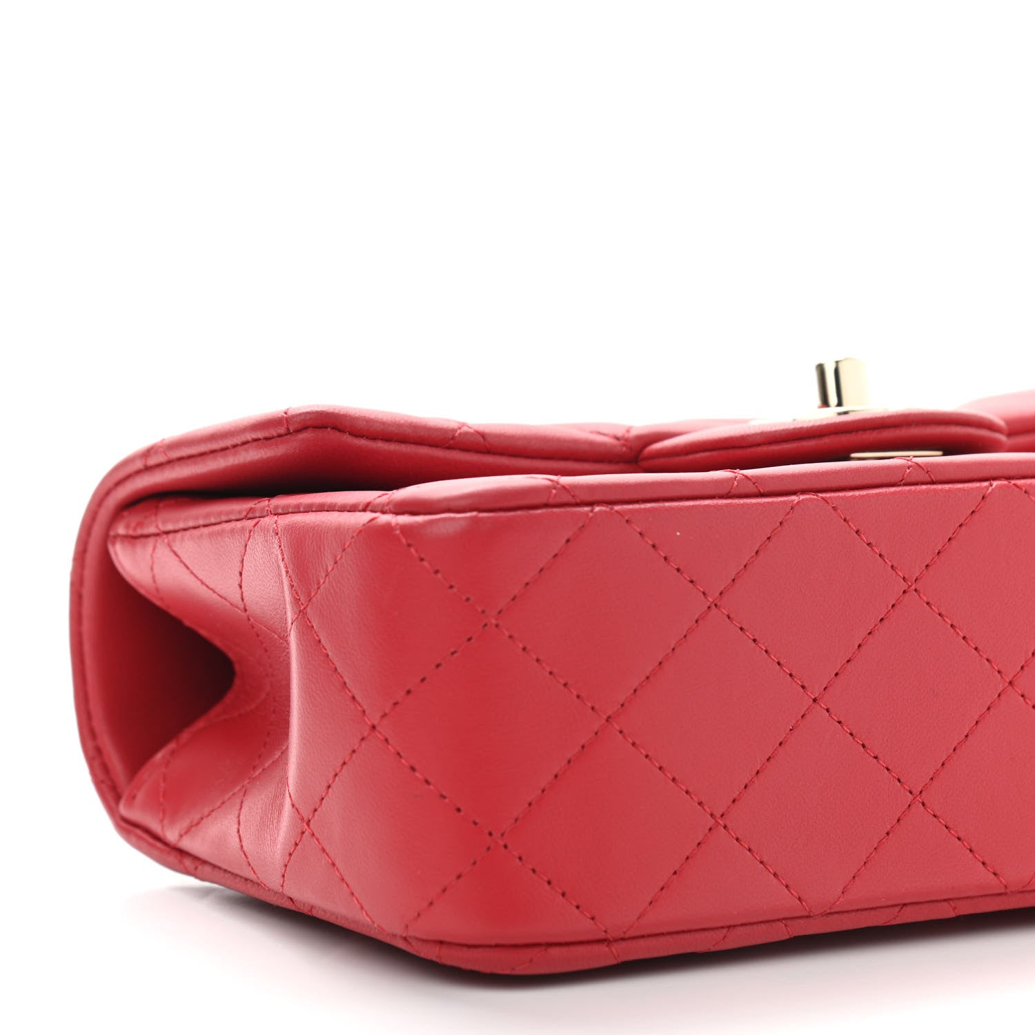 Chanel Lambskin Quilted Mini Top Handle Rectangular Flap Red 5 of 13
