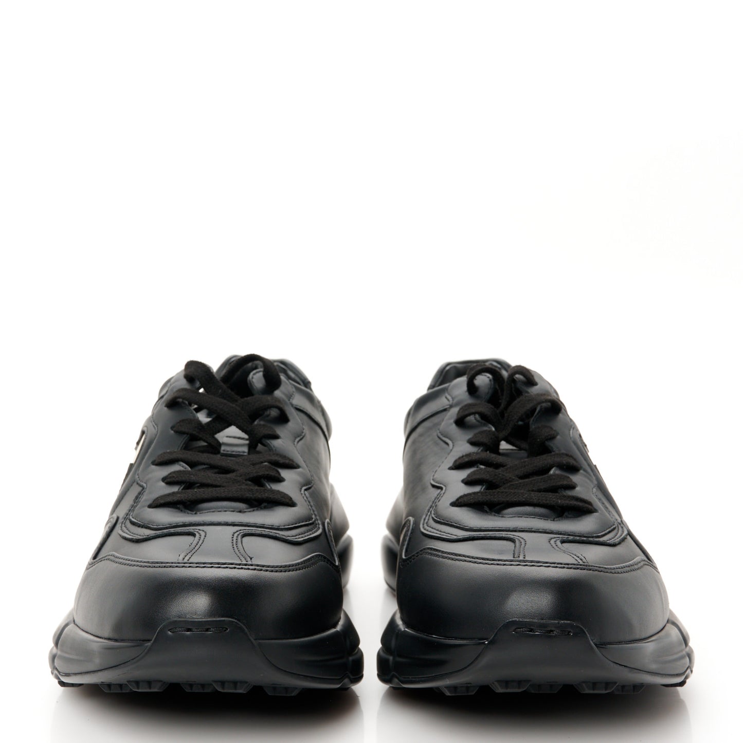 Dali Soft Calfskin Cut Out Interlocking G Mens Rhyton Sneakers 11 Black Ivoire