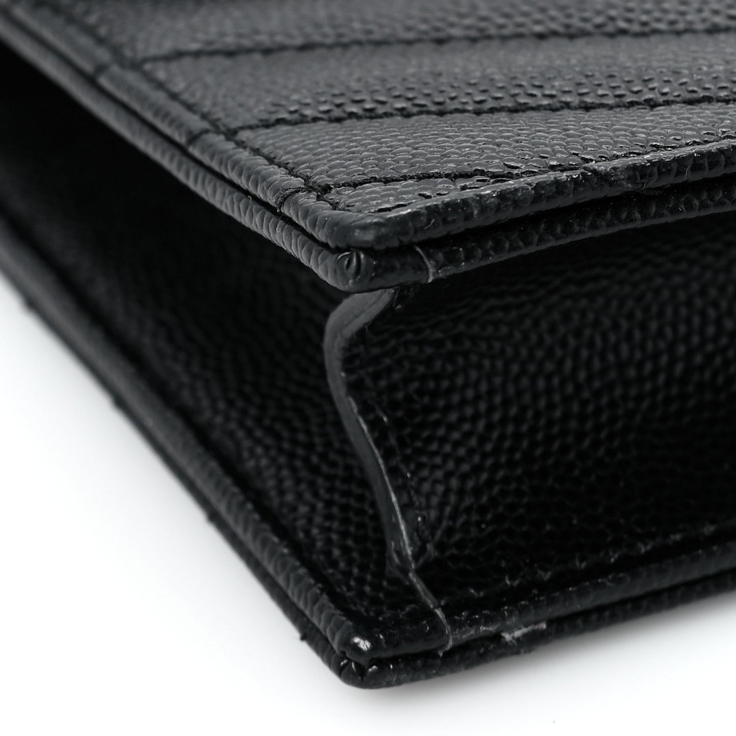 Grain De Poudre Matelasse Chevron Monogram Envelope Chain Wallet Black