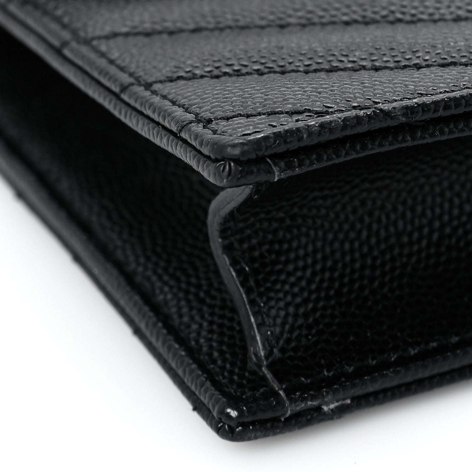 Saint Laurent Grain De Poudre Matelasse Chevron Monogram Envelope Chain Wallet Black 5 of 8