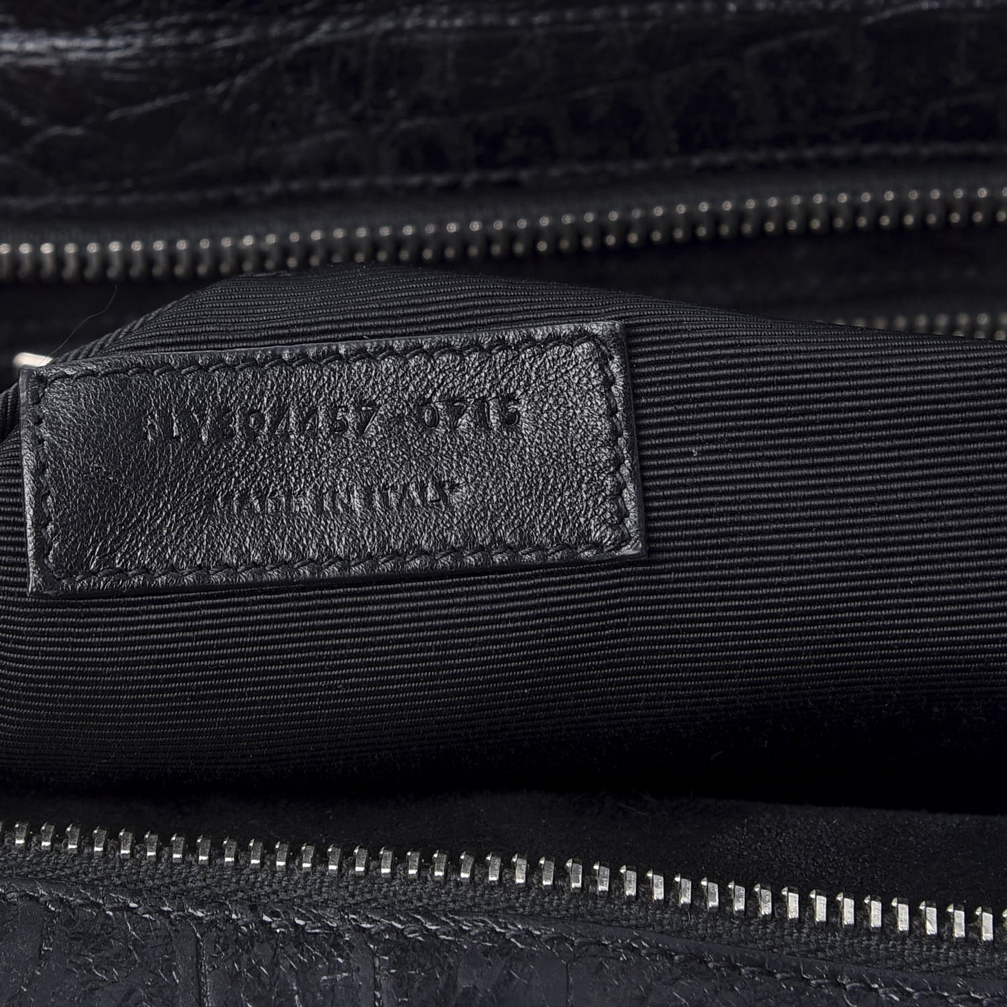 Calfskin Crocodile Embossed Medium Cabas Rive Gauche Black