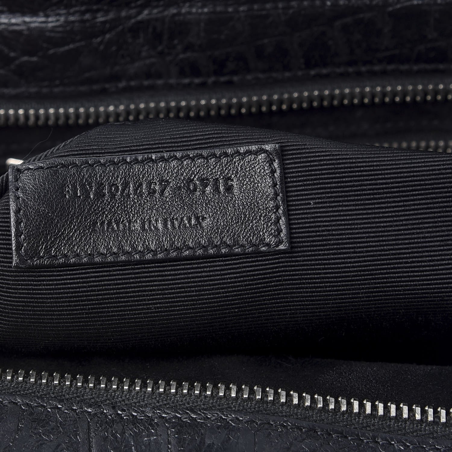 Saint Laurent Calfskin Crocodile Embossed Medium Cabas Rive Gauche Black 8 of 11