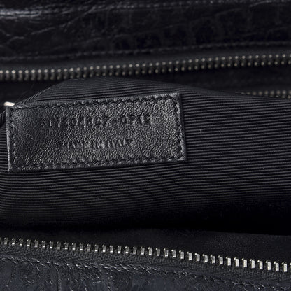 Saint Laurent Calfskin Crocodile Embossed Medium Cabas Rive Gauche Black 8 of 11