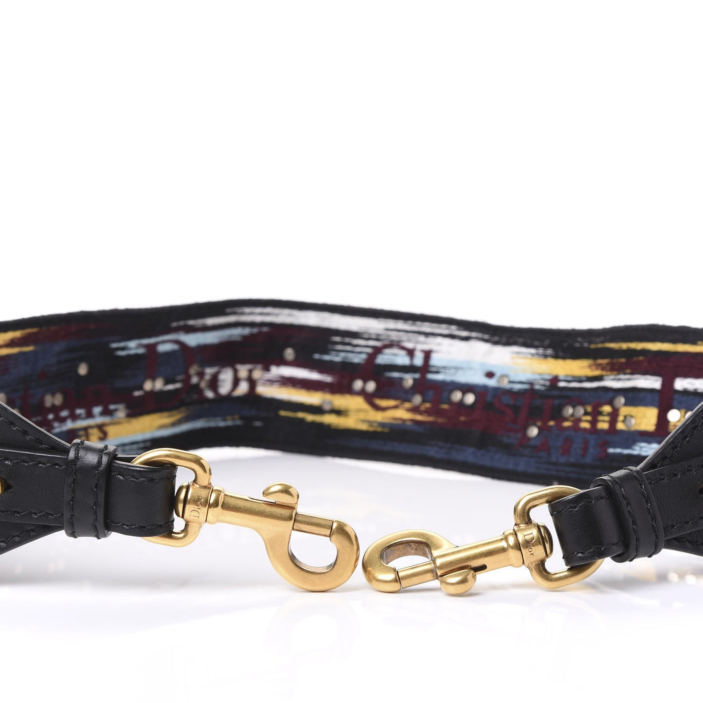 Canvas Embroidered Studded Shoulder Strap Black Multicolor