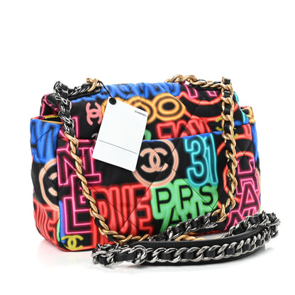 Chanel Fabric Printed Medium Chanel 19 Flap Black Multicolor 3 of 10