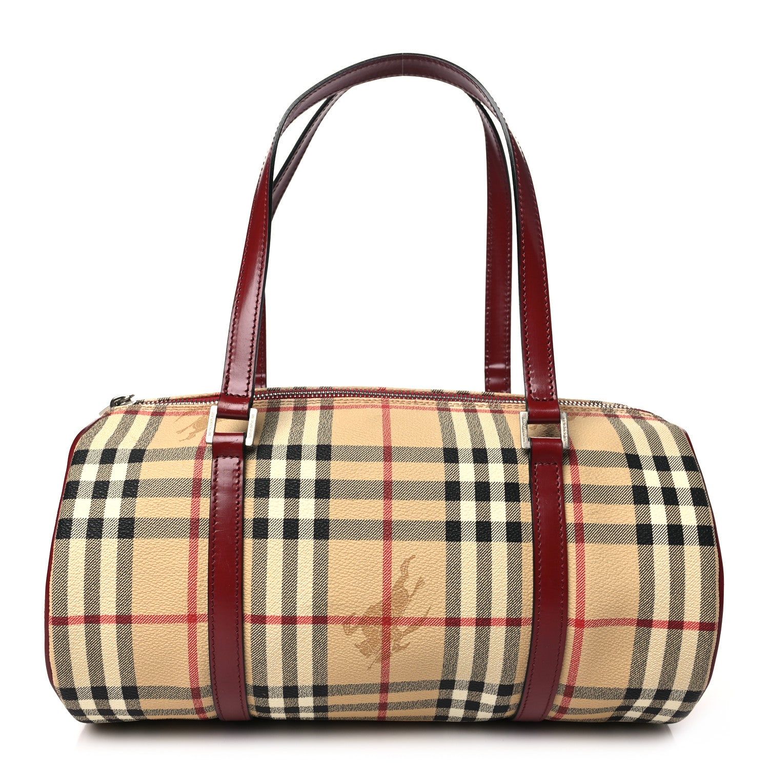 Burberry Haymarket Check Barrel Bag Red 1 of 9