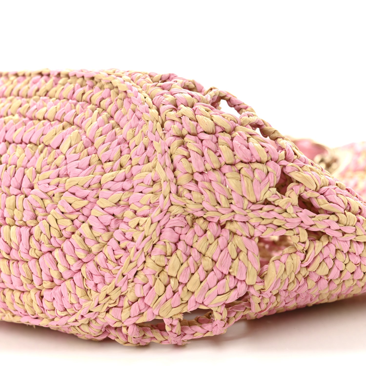 Chanel Raffia Effect Braided Small Shopping Bag Beige Pink 11 of 12