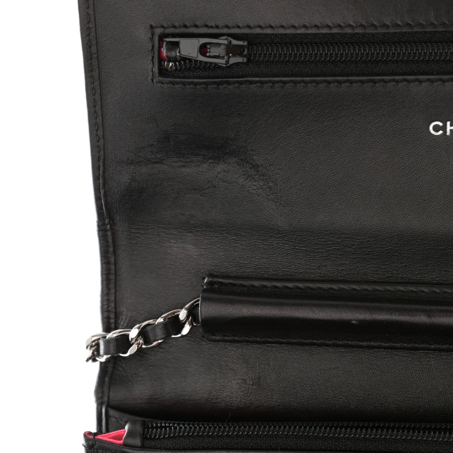 Calfskin Quilted Cambon Wallet On Chain WOC Black