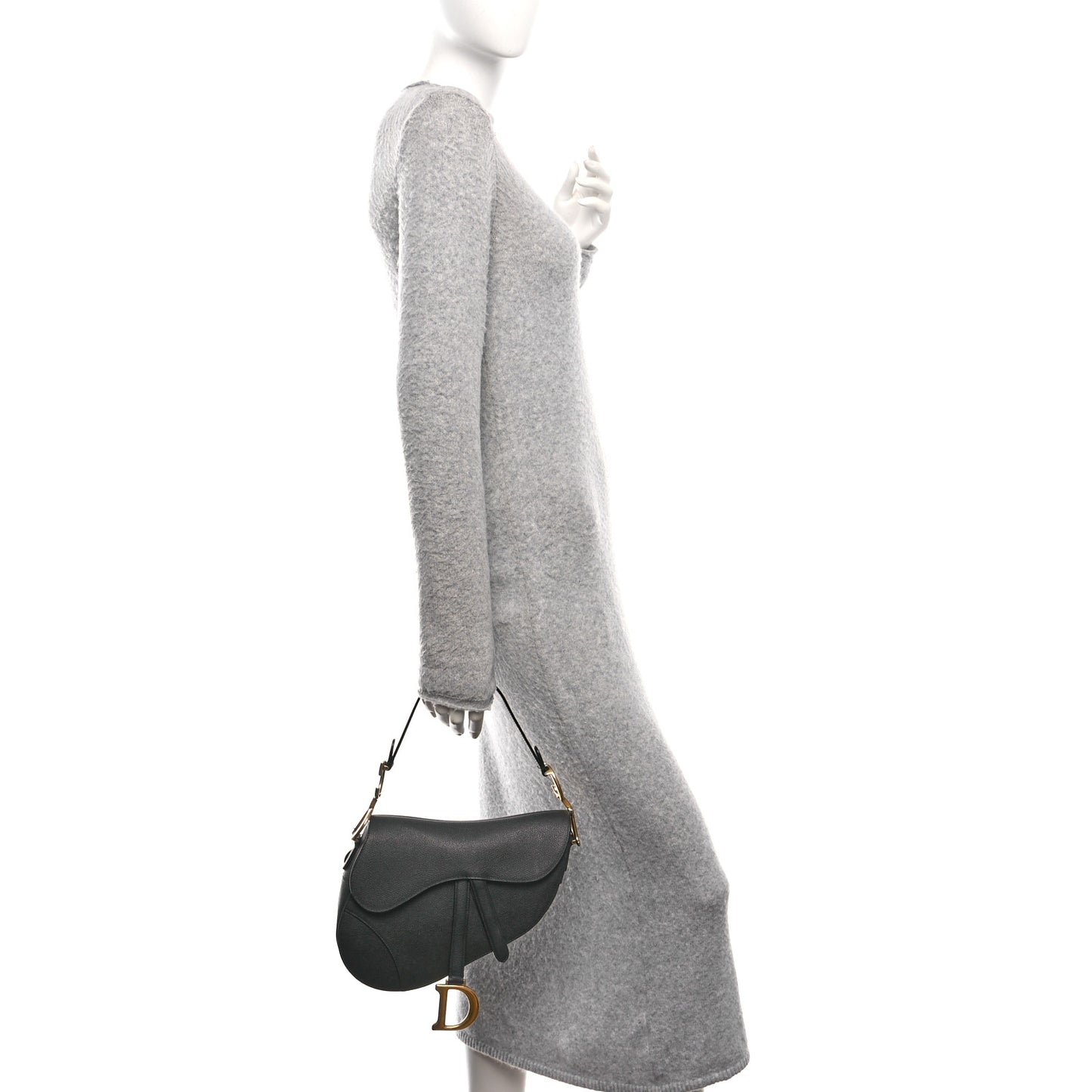 Grained Calfskin Saddle Bag Black