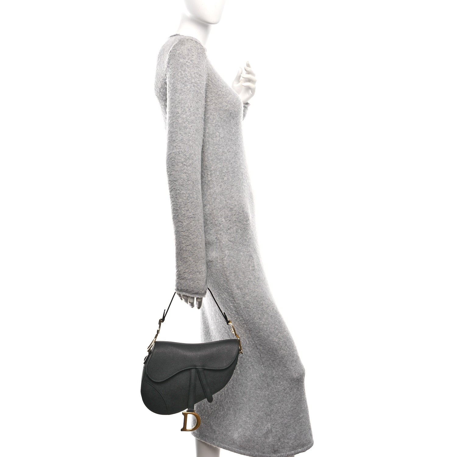 Christian Dior Grained Calfskin Saddle Bag Black 3 of 10