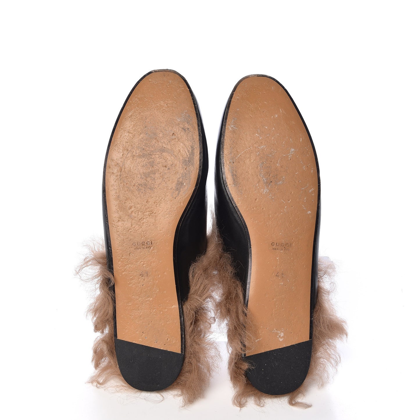 Calfskin Fur Womens Princetown Slippers 41 Black