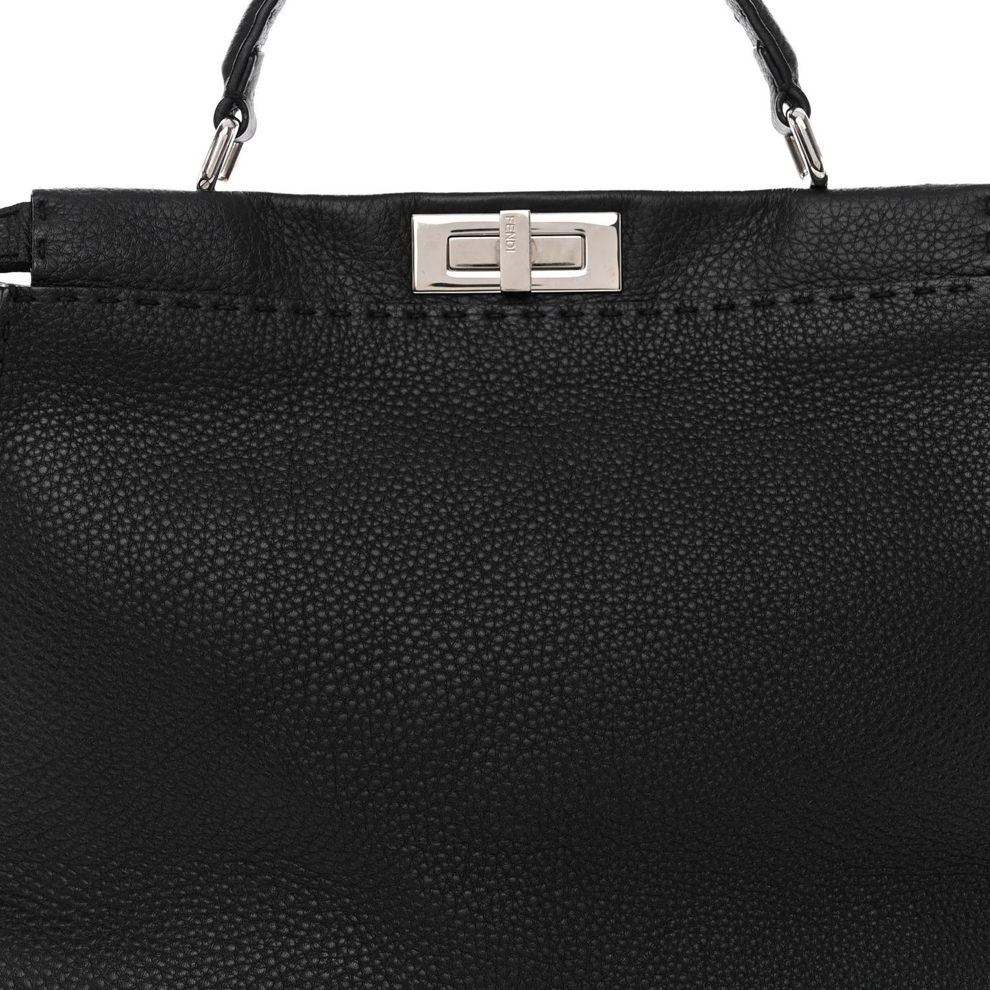 Cuoio Romano Selleria Bi-Color Large Peekaboo Iconic Satchel Black Mou
