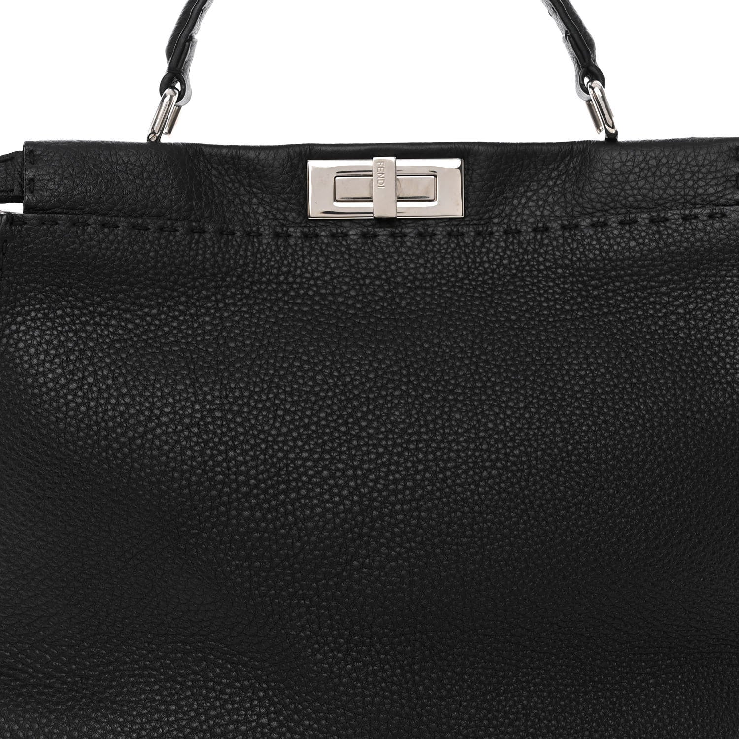 Fendi Cuoio Romano Selleria Bi-Color Large Peekaboo Iconic Satchel Black Mou 9 of 13