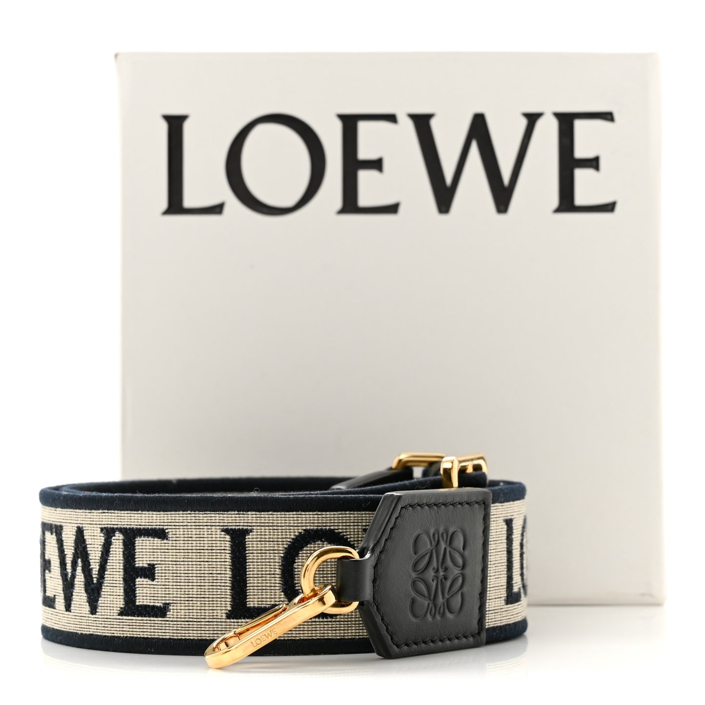 Calfskin Jacquard Anagram Strap Navy Black