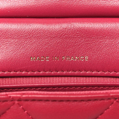 Chanel Calfskin Quilted Lady Handle Flap Card Holder With Chain Dark Pink 7 of 11