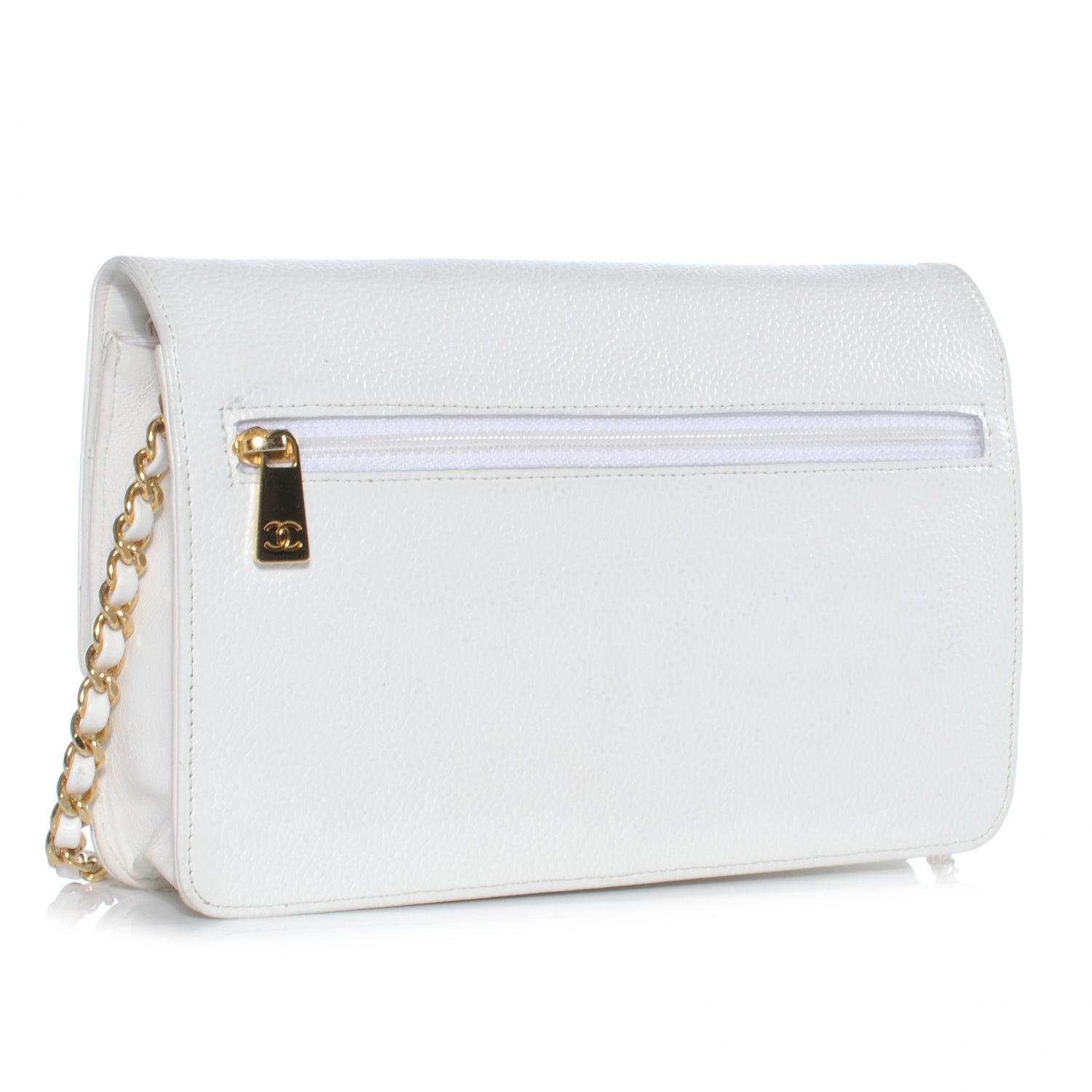Chanel Caviar Wallet on Chain WOC White 3 of 8