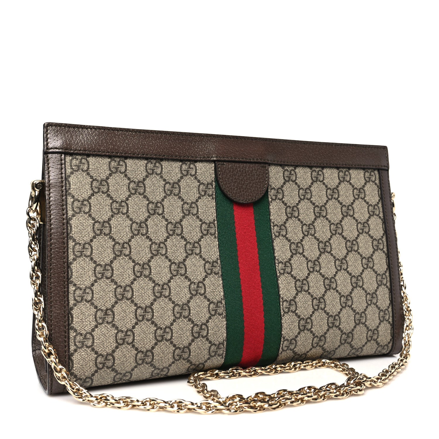 Gucci GG Supreme Monogram Web Medium Ophidia Chain Shoulder Bag Brown 3 of 11